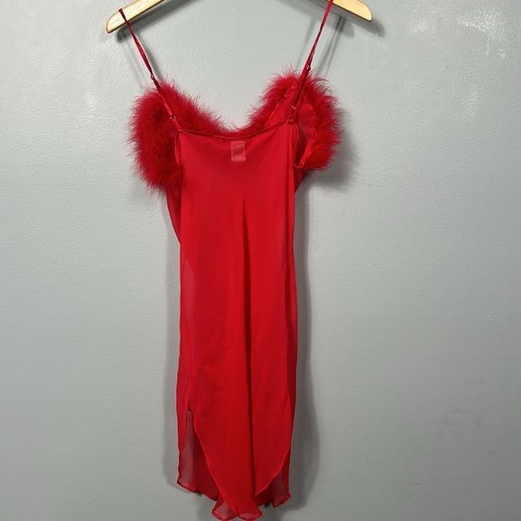 Vintage Magic Silk Slip Chemise size M see through with faux fur sexy sheer - Picture 9 of 15